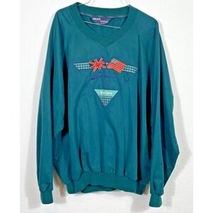 Sahara by Mileta Mens V Neck Pullover Windbreaker Jacket UK USA Flags‎ Camel XL